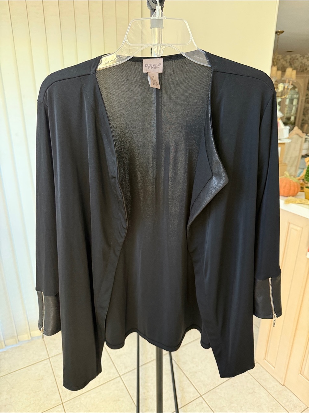 Chico's Black Open-Front Lightweight Robe Cardigan